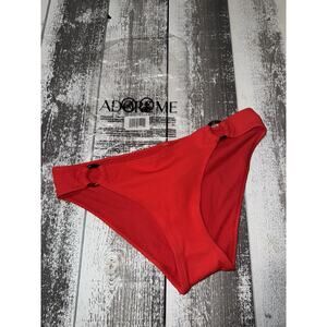 Adore Me Red Bikini Bottom Medium Wooden Look Ring Hipster Vixen Textured New